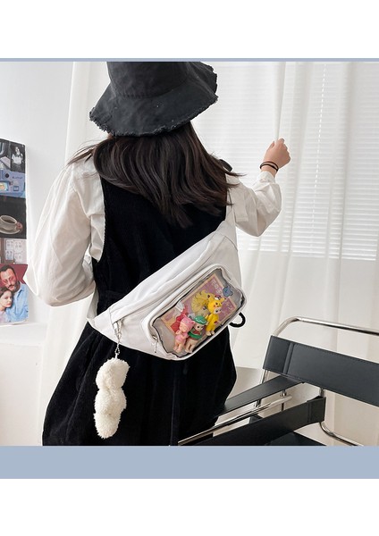 Ita Kadın Crossbody Göğüs Şeffaf Cep Ekran Anime Pimleri Bebekler Pembe Kawaii Itabag Omuz Göğüs Mini Çantası (Yurt Dışından)