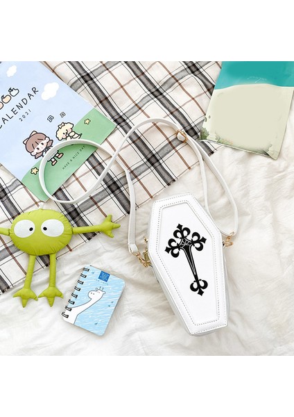 lik Tabut Şekli ve Cadılar Bayramı Çapraz Crossbody Tabut Kadın Gotik Çapraz Omuz Çantası (Yurt Dışından)