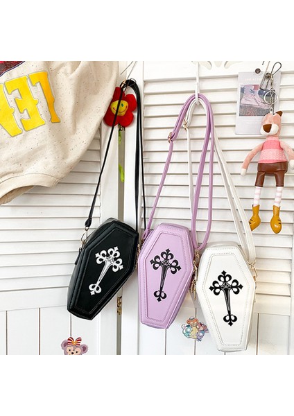 lik Tabut Şekli ve Cadılar Bayramı Çapraz Crossbody Tabut Kadın Gotik Çapraz Omuz Çantası (Yurt Dışından)