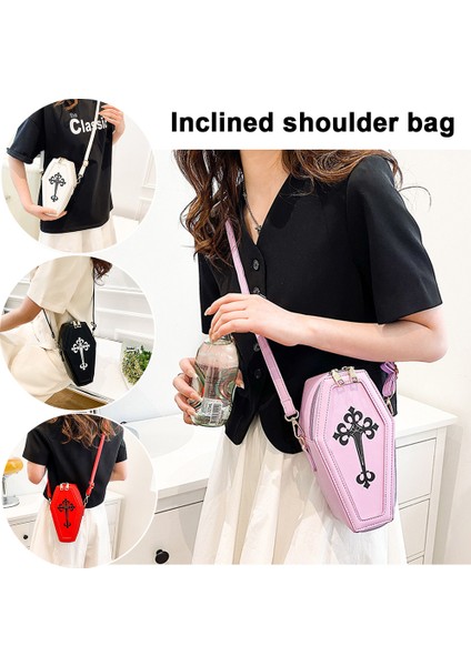 lik Tabut Şekli ve Cadılar Bayramı Çapraz Crossbody Tabut Kadın Gotik Çapraz Omuz Çantası (Yurt Dışından)