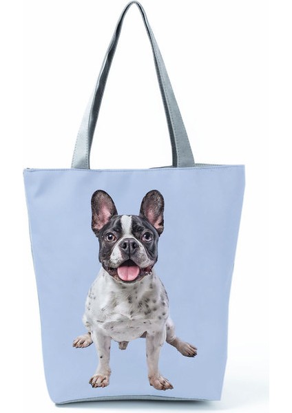 HL7371 Köpek Sevimli Köpek Yüksek Kapasiteli Hayvan Baskı Kadın Omuz Tote Seyahat Taşınabilir Katlanabilir Alışveriş Çantası (Yurt Dışından)
