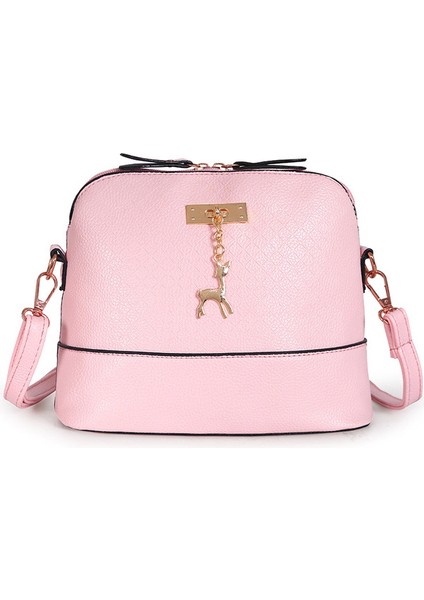 G Pembe Pu Deri Kadın Omuz Kadın Geyik Oyuncak Kolye Kız Küçük Crossbody Kabuk Şekli Askılı Bolsos Çantası (Yurt Dışından)