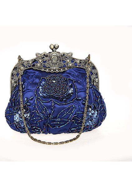 Lacivert Özel Teklif Kadın Ziyafet Mini Clutch Düğün Akşam Boncuklu Payetli Makyaj Mujer Bolso 2583-Y Çantası (Yurt Dışından) indirimleri