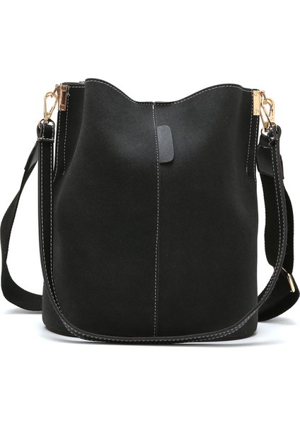 Caıoaıfeı Vintage Kadın Kova Nubuk Pu Deri Üst Saplı Kadın Için Büyük Kapasiteli Crossbody Omuzdan Askili Çantası (Yurt Dışından)