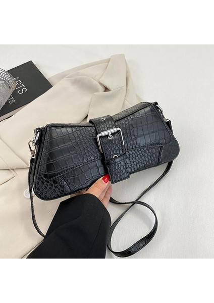 Kadın Vintage Taş Desen Omuz Internet Ünlü Crossbody Küçük Kare Çantası (Yurt Dışından) modelleri