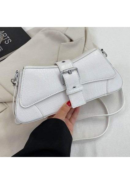 Kadın Vintage Taş Desen Omuz Internet Ünlü Crossbody Küçük Kare Çantası (Yurt Dışından) indirimleri