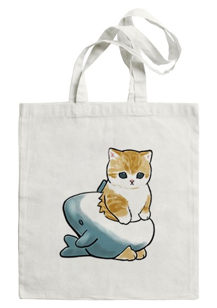 C468 Kawaii Köpekbalığı Kedi Alışveriş Kadın Kanvas Bolsa Shopper Bolso Alışveriş Yüksek Kapasiteli Tote den Kullanılabilir Ecobag Çantası (Yurt Dışından)