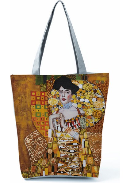 HL2502 Boyama Kadın Için Özelleştirilmiş Yağlıboya Gözyaşları Tote Gustav Klimt Kadın Seyahat Büyük Kapasiteli Alışveriş Omuz Çantası (Yurt Dışından)