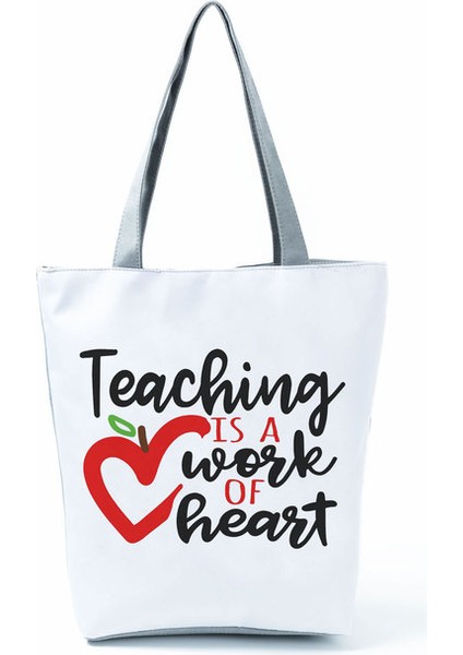 HL5451 Kadın Için Okul Öğretmen Hediye Renkli Harfler Baskı Tote Seyahat Plaj Shopper Omuz Özelleştirilebilir Çantası (Yurt Dışından)