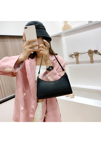 23X14X6CM Retro Tote Kadın Için Trendy Vintage Omuz Kadın Küçük Koltukaltı Casual Retro Mini Crossbody Çantası (Yurt Dışından)