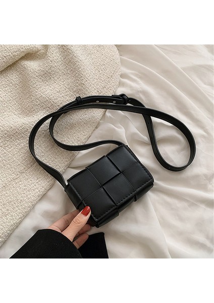 Mini Kadın Kare Dokuma Pu Deri Omuz Kadın Için Crossbody Bahar Küçük ve Tasarımcı Çantası (Yurt Dışından)