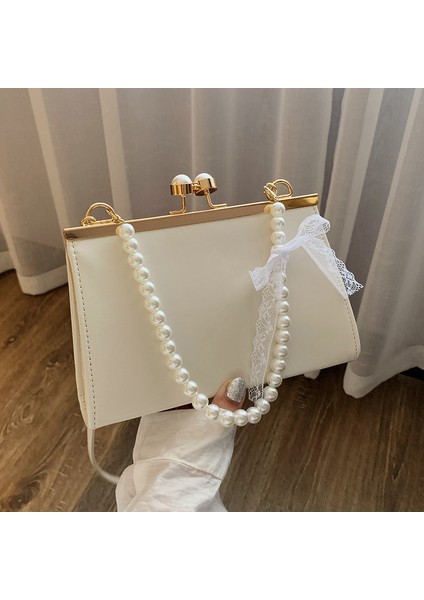 Vintage Kadın Inci Dekor Deri Zarif Kadın Katı Seyahat Omuz Messenger Crossbody Çantası (Yurt Dışından) fiyatları