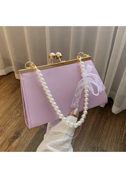 Vintage Kadın Inci Dekor Deri Zarif Kadın Katı Seyahat Omuz Messenger Crossbody Çantası (Yurt Dışından) modelleri