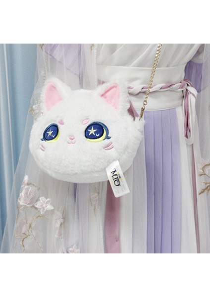 Kadın Lolita Peluş Kedi Messenger Kadın Ins Vahşi Sevimli Kız Kalp Zincir Omuz Çantası (Yurt Dışından)