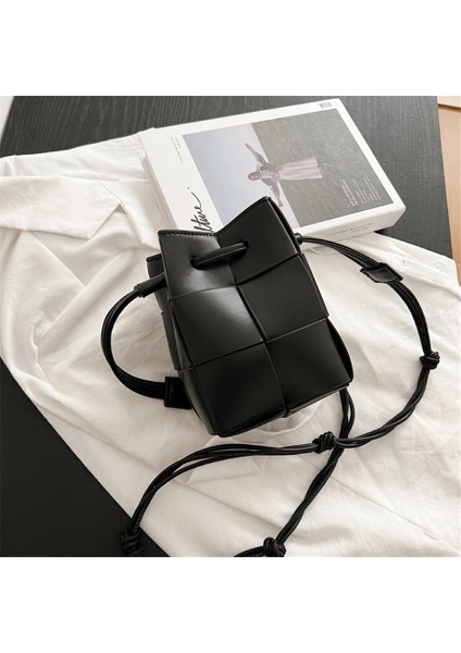 Sarı Sonbahar Örgü Kadın Küçük Kova Pu Deri Yan Omuz ve Kadın Crossbody Çantası (Yurt Dışından) indirimleri