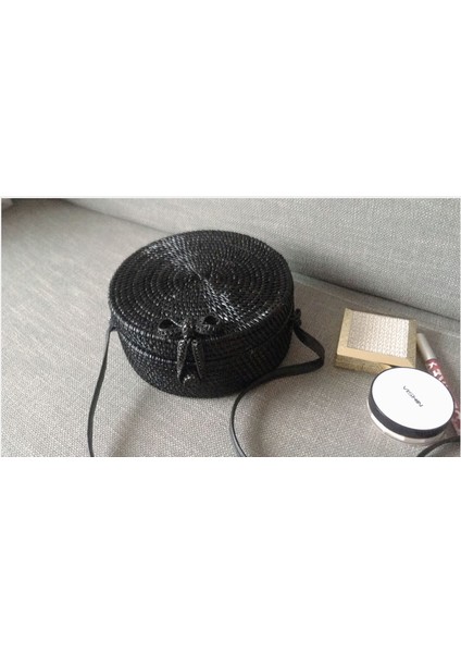 20X8 Ins Popüler Kadın El Yapımı Yuvarlak Plaj Omuz Bali Daire Hasır Yaz Dokuma Rattan Kadın Messenger Çantası (Yurt Dışından)
