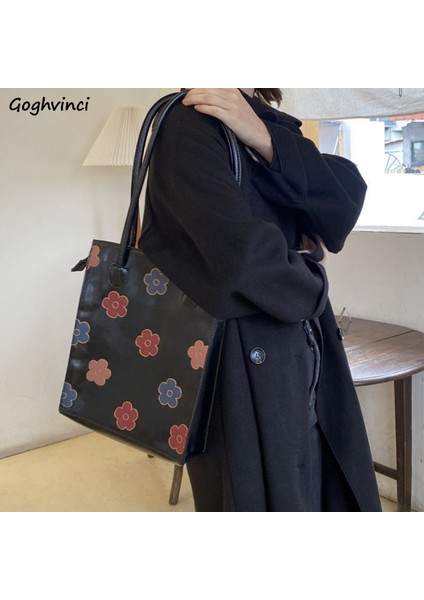 Retro Çiçek Omuz Çiçek Baskı Koltuk Altı Eski Retro Büyük Kapasiteli Zarif Öğrenci Üniversite Kitap Yüksek Sokak Pu Trendy Çantası (Yurt Dışından) fiyatları