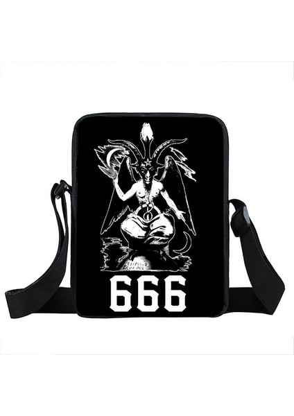 XKB666SA02CW 666 / Dolu Şeytan / Baphomet Messenger Kadın Genç Kız Satchel Punk Crossbody Kadın Seyahat Omuz Çantası (Yurt Dışından)