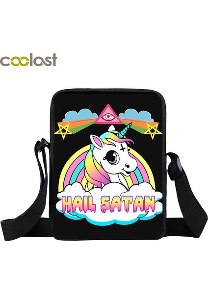 XKB666SA02CW 666 / Dolu Şeytan / Baphomet Messenger Kadın Genç Kız Satchel Punk Crossbody Kadın Seyahat Omuz Çantası (Yurt Dışından)
