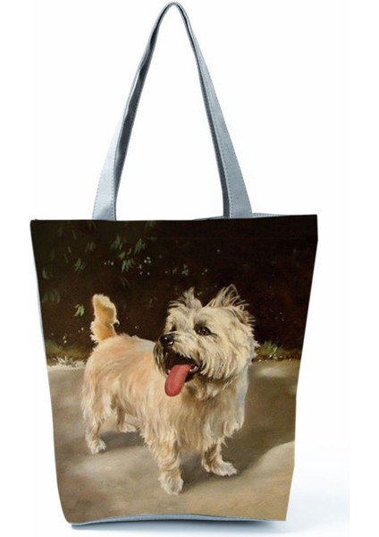 HL2967 Köpek Benzersiz Tasarım Westie Köpek Boyama Kadın Için Kare Alışveriş Alışveriş Büyük Kapasiteli Eko Tote Lady Seyahat Plaj Çantası (Yurt Dışından)