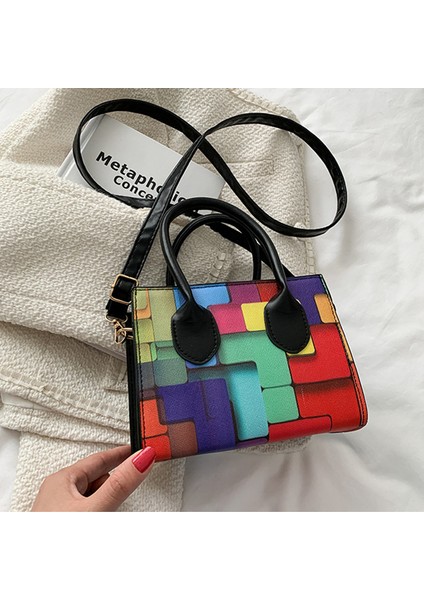 Varış Hit Renk Omuz Kadın Için Küçük Crossbody Vintage Kare Şekli Tasarımcı Çantası (Yurt Dışından) fırsatları