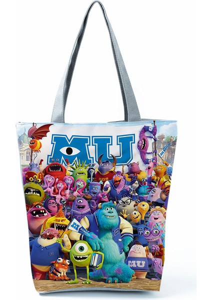 HL1638 Canavarlar Disney Canavarları Üniversite Yaratıcılık Karikatür Eko den Kullanılabilir Alışveriş Yüksek Kapasiteli Kadın Seyahat Plaj Sevimli Tote Çantası (Yurt Dışından)