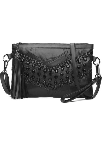 Retro Perçin Zarf Omuz Kadın Için Küçük Askılı Pu Deri Kadın Kılıf Bolsos Mujer Çantası (Yurt Dışından)