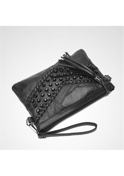 Retro Perçin Zarf Omuz Kadın Için Küçük Askılı Pu Deri Kadın Kılıf Bolsos Mujer Çantası (Yurt Dışından)