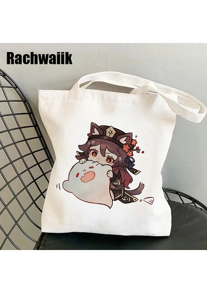 17015 Genshin Darbe Alışveriş Grafik Tote Harajuku Alışveriş Kadın Tuval Omuz Kadın Ulzzang Komik Eko Büyük Kapasiteli Çantası (Yurt Dışından) indirimleri