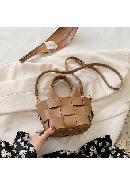 Örgü Pu Deri Kadın Için Crossbody 2020 Omuzdan Askili Kadın ve Cüzdanlar Kadın Seyahat Kova Çantası (Yurt Dışından)