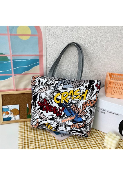 Gösterildiği Gibi Katlanır Kadın Büyük Boy Tote Kadın Casual Çiçek Baskı Tuval Graffiti Omuz Plaj Bolsa Feminina Çantası (Yurt Dışından) fiyatları