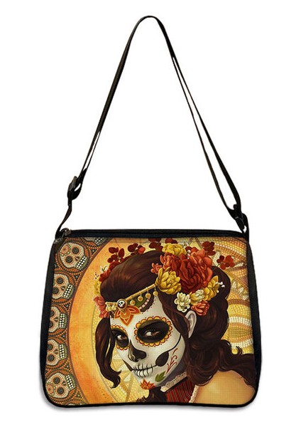 YXBGOTHIC24CW Gotik Karikatür Kız Baskı Kadın Tuval Koltukaltı Omuz Seyahat Için Kawaii Kız Messenger Kadın Sevimli Debriyaj Çantası (Yurt Dışından)