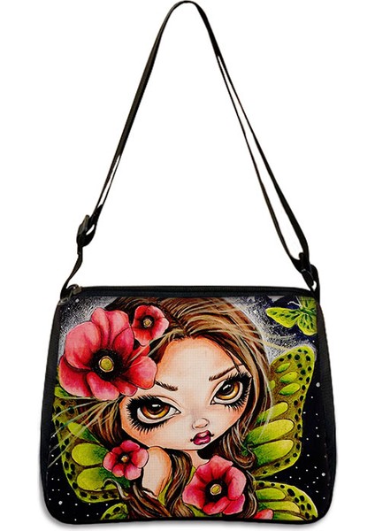 YXBGOTHIC24CW Gotik Karikatür Kız Baskı Kadın Tuval Koltukaltı Omuz Seyahat Için Kawaii Kız Messenger Kadın Sevimli Debriyaj Çantası (Yurt Dışından) indirimleri