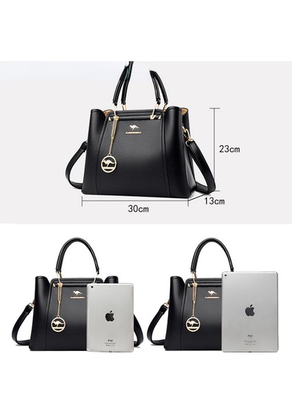 Göl Si 3 Katmanlar Fermuarlar Büyük Kapasiteli Kadın Pu Deri Hangbags Kadın Omuz Crossbody Vintage Kadın Messenger El Çantası (Yurt Dışından) modelleri