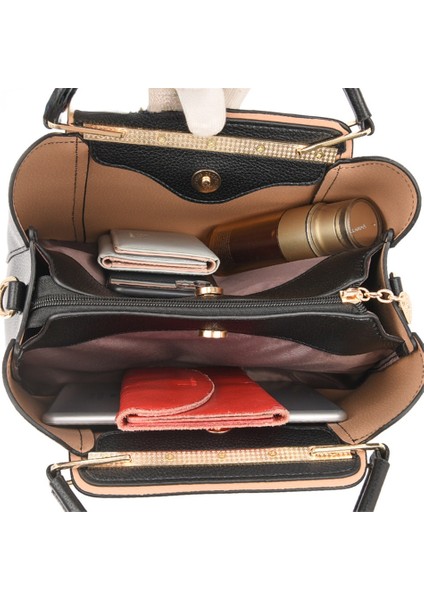 Göl Si 3 Katmanlar Fermuarlar Büyük Kapasiteli Kadın Pu Deri Hangbags Kadın Omuz Crossbody Vintage Kadın Messenger El Çantası (Yurt Dışından) fırsatları