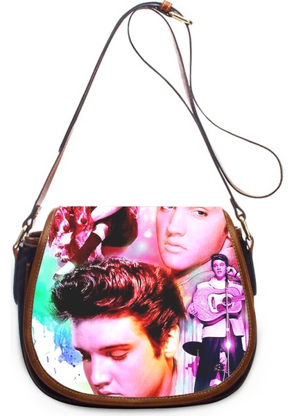 XXX035DM (5) Elvis Presley Baskı Kadın Crossbody Kadın Fermuarlı Omuz Kadın Omuz Çantası (Yurt Dışından) modelleri