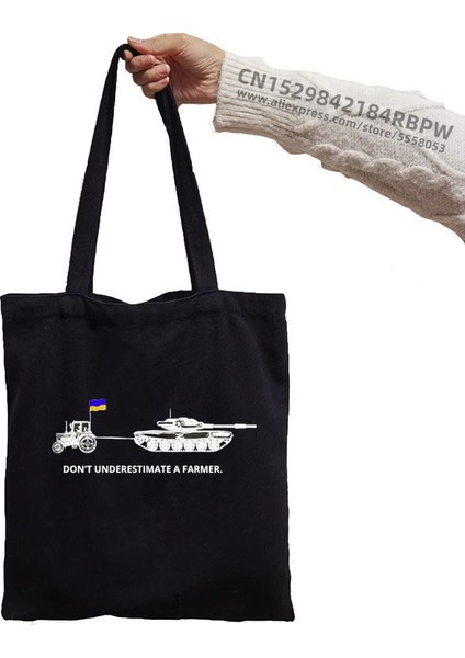 T1009 Bir Çiftçiyi Anlamayın Ukrayna Komik Kadın Kanvas Tote Kız den Kullanılabilir Alışverişçi Katlanabilir Ecobag Estetik Öğrenci Çantası (Yurt Dışından)