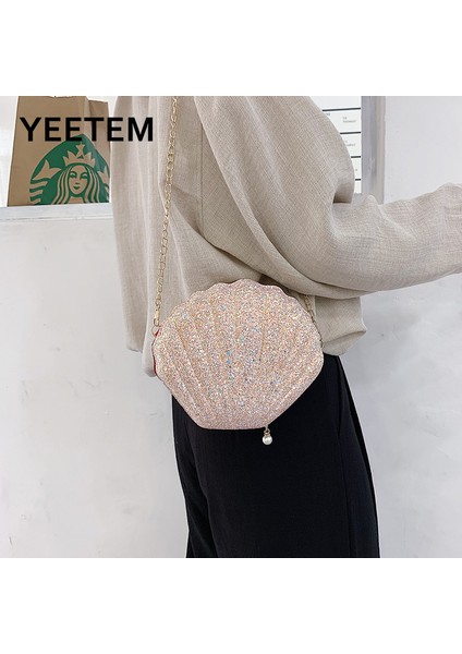 Zinciri Inci Pullu Ziyafet Parti Parlak Mini Kabuk Kadın Messenger Cüzdan ve Tasarımcı Çantası (Yurt Dışından)