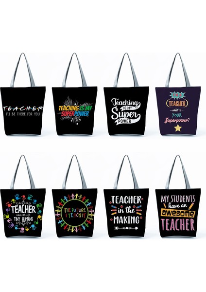 HL5397 Harfler Okul Öğretmeni Hediye Kadın Için Renkli Harfler Baskı Tote Seyahat Plaj Shopper Omuz Özelleştirilebilir Çantası (Yurt Dışından) indirimleri