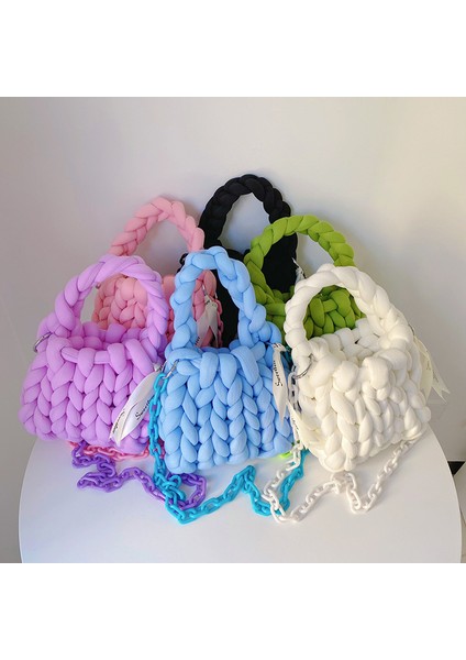 Krem Halat Tığ El Yapımı Akrilik Zincir Kadın Koltukaltı Tasarımcı Örgü Kadın Için Crossbody Dokuma Tıknaz Örgü Çantası (Yurt Dışından) fiyatları