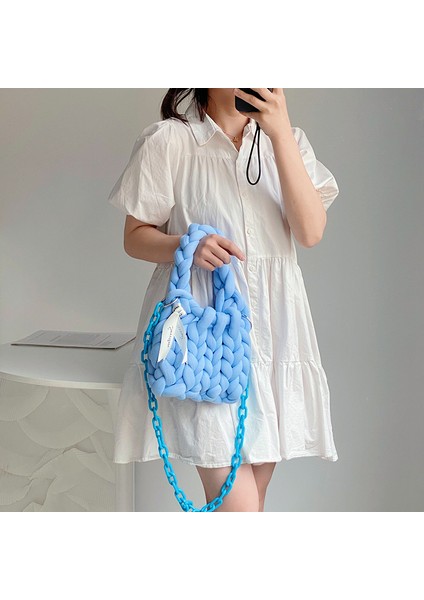 Krem Halat Tığ El Yapımı Akrilik Zincir Kadın Koltukaltı Tasarımcı Örgü Kadın Için Crossbody Dokuma Tıknaz Örgü Çantası (Yurt Dışından) fırsatları