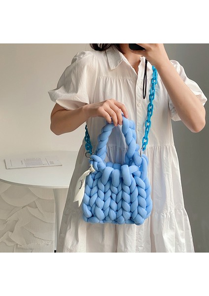 Krem Halat Tığ El Yapımı Akrilik Zincir Kadın Koltukaltı Tasarımcı Örgü Kadın Için Crossbody Dokuma Tıknaz Örgü Çantası (Yurt Dışından) indirimleri