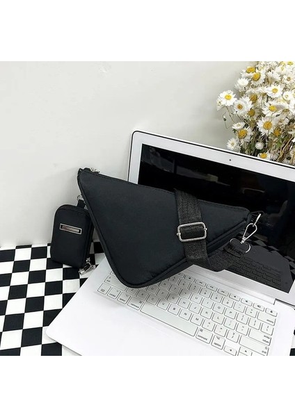 Black-2 2psc Chians Omuz Kadın Naylon Chians Crossbody Tasarımcı Messenger Gelişmiş Koltukaltı Hobo Çantası (Yurt Dışından)