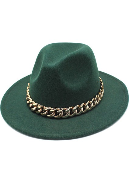 Imsı Şapka 2 Adet Kadın Fedora Şapka Seti Yumuşak Pu Zincir Kadın Omuz Kadın Gelgit Kafes Tasarımcı Için Crossbody Çantası (Yurt Dışından)