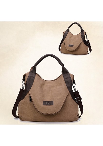 Büyük Cep Casual Tote Kadın Kadın Için Crossbody Tuval Kapasiteli Kadın El Çantası (Yurt Dışından)