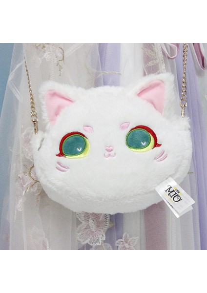 03 Kadın Lolita Peluş Kedi Messenger Kadın Ins Vahşi Sevimli Kız Kalp Zincir Omuz Çantası (Yurt Dışından)