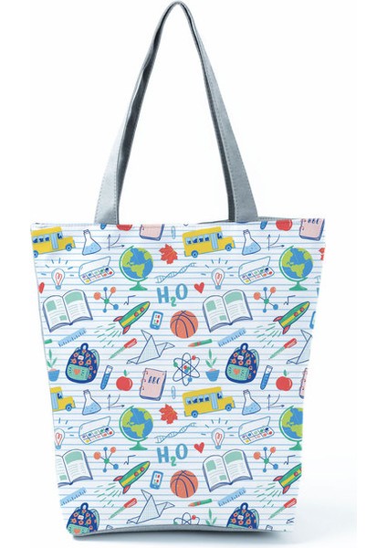HL7082 Tote Yüksek Kapasiteli Omuz Günlük Okul Öğretmeni Hediye Baskı Bir Schoolbag Taşıma Kadın Için Kimyasal Fizik Bez Çantası (Yurt Dışından)