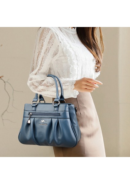 Vintage Casual Kadın Omuz Deri 3 Katmanlı Büyük Kapasiteli Tote Kadın Tasarımcı Postacı Çantası (Yurt Dışından) fırsatları