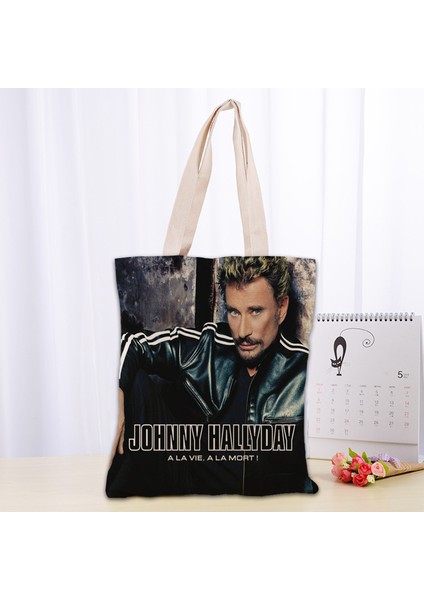 19 Johnny Hallyday Tote Katlanabilir Alışveriş den Kullanılabilir Eko Büyük Unisex Kanvas Kumaş Omuz Tote Bakkal Bez Kese Çantası (Yurt Dışından) fiyatları