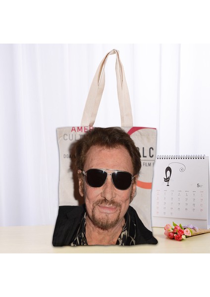 19 Johnny Hallyday Tote Katlanabilir Alışveriş den Kullanılabilir Eko Büyük Unisex Kanvas Kumaş Omuz Tote Bakkal Bez Kese Çantası (Yurt Dışından) indirimleri